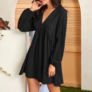 V-neck smock dress